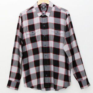 Paige Men's L Everett Plaid Flannel Button-Up Shirt Grey Dust Bedford Check $169